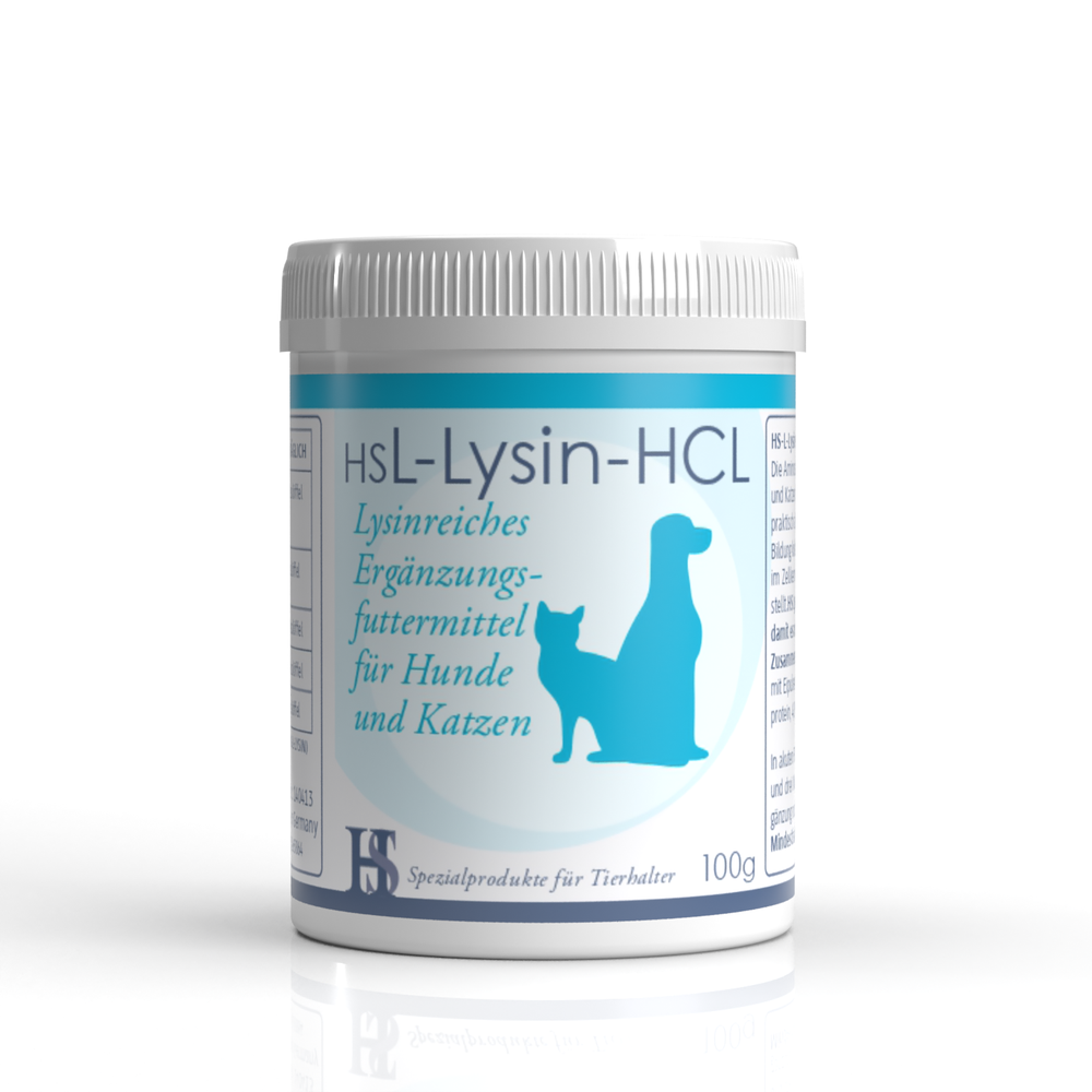 HS L-Lysin HCL 100g - Ergänzungsfuttermittel für Hunde & Katzen - Einsatz bei Haustieren mit geschwächtem Immunsystem - ohne Zusatz von Getreide!