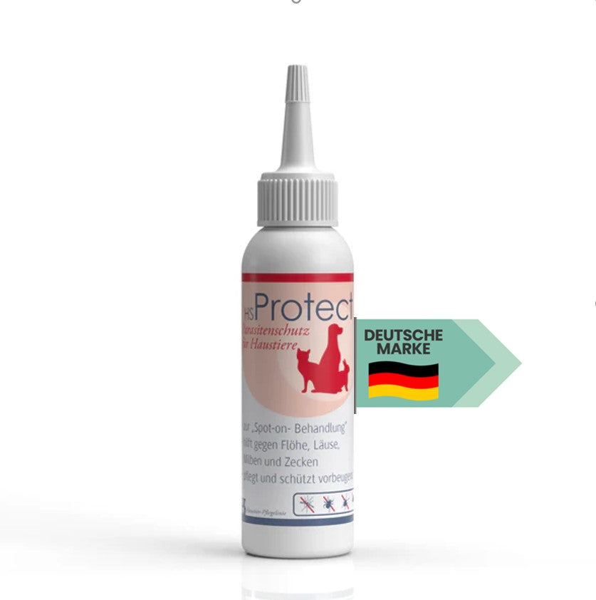 HS Protect Spot on dog - 100 ml - bei Last mit Zecken und Flöhen.