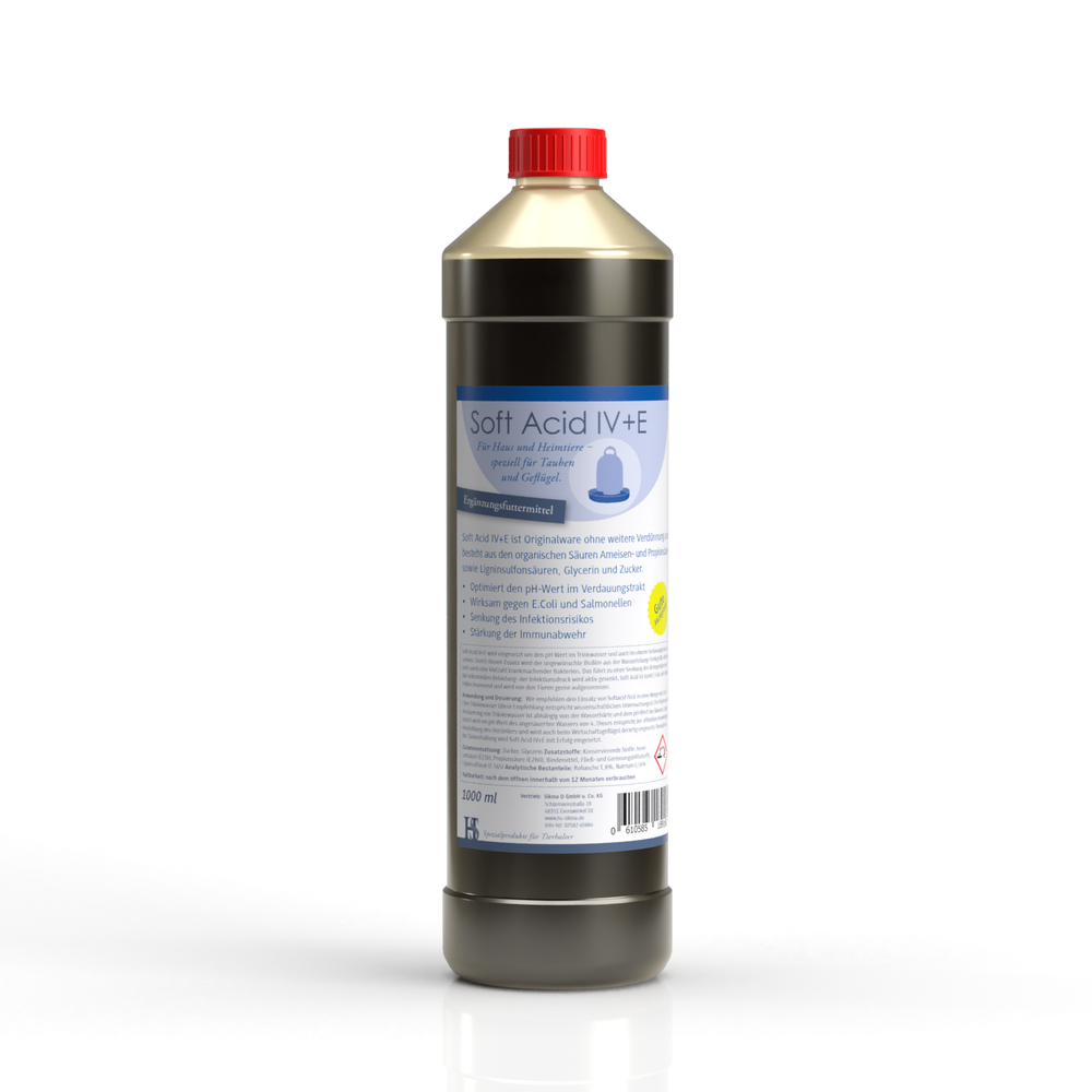 HS Soft Acid IV+E 1000ml - Trinkwasserzusatz u.a. gegen E.Coli und Salmonellen bei Geflügel & Tauben